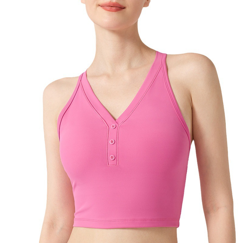 Women's V-Neck Button Sports Bras & Crop Tops FYB004 - Image 4