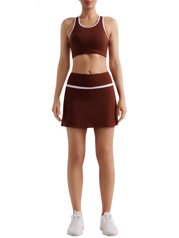 Seamless Contrast Color Baseball Skirt Yoga Sports Set XYH001 - Image 4