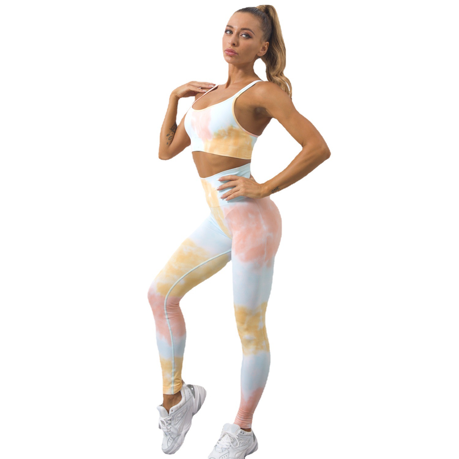 Seamless Multicolor Printed Yoga-Sports Set MMT005 - Image 8