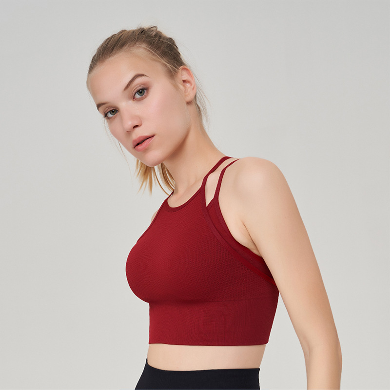 Seamless Sports Halter Bra with Multi-Strap Back Design BCW001