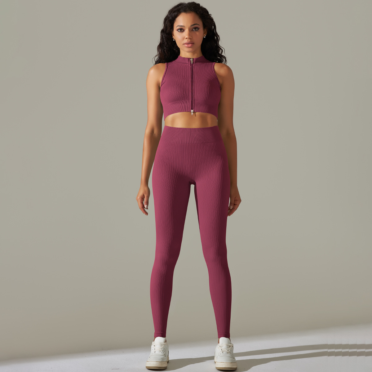 Seamless Zip-Up Yoga Sports Set MMT008 - Image 3