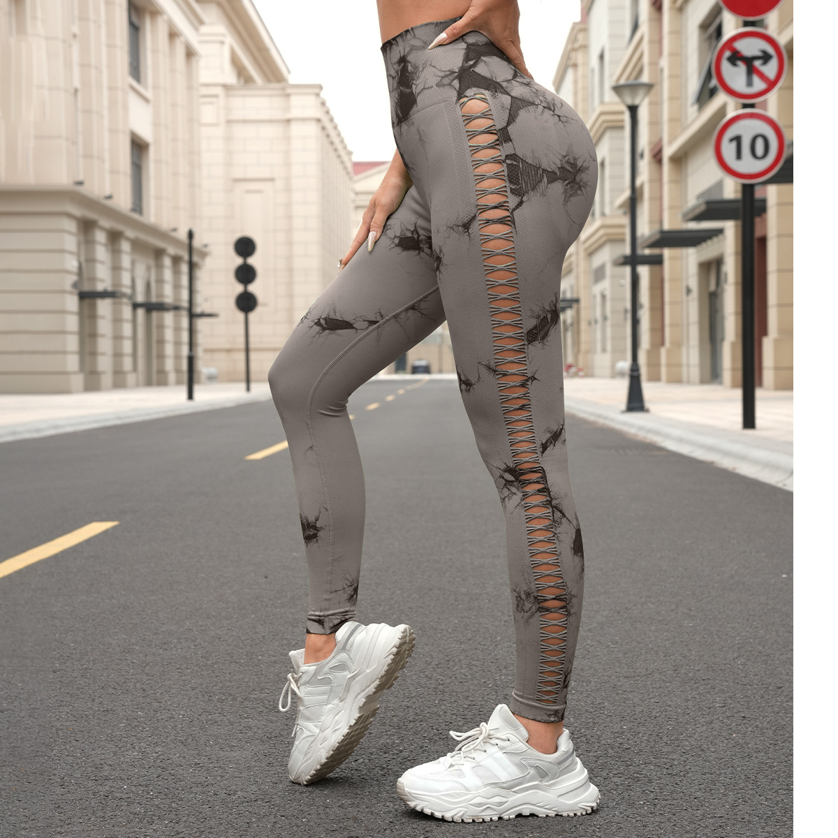 Seamless Tie-Dye Mesh Athletic Leggings MML007 - Image 2