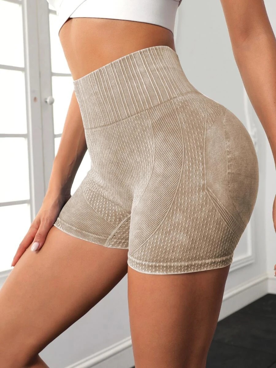 Seamless Acid-Washed Mid Shorts QXZ001 - Image 3