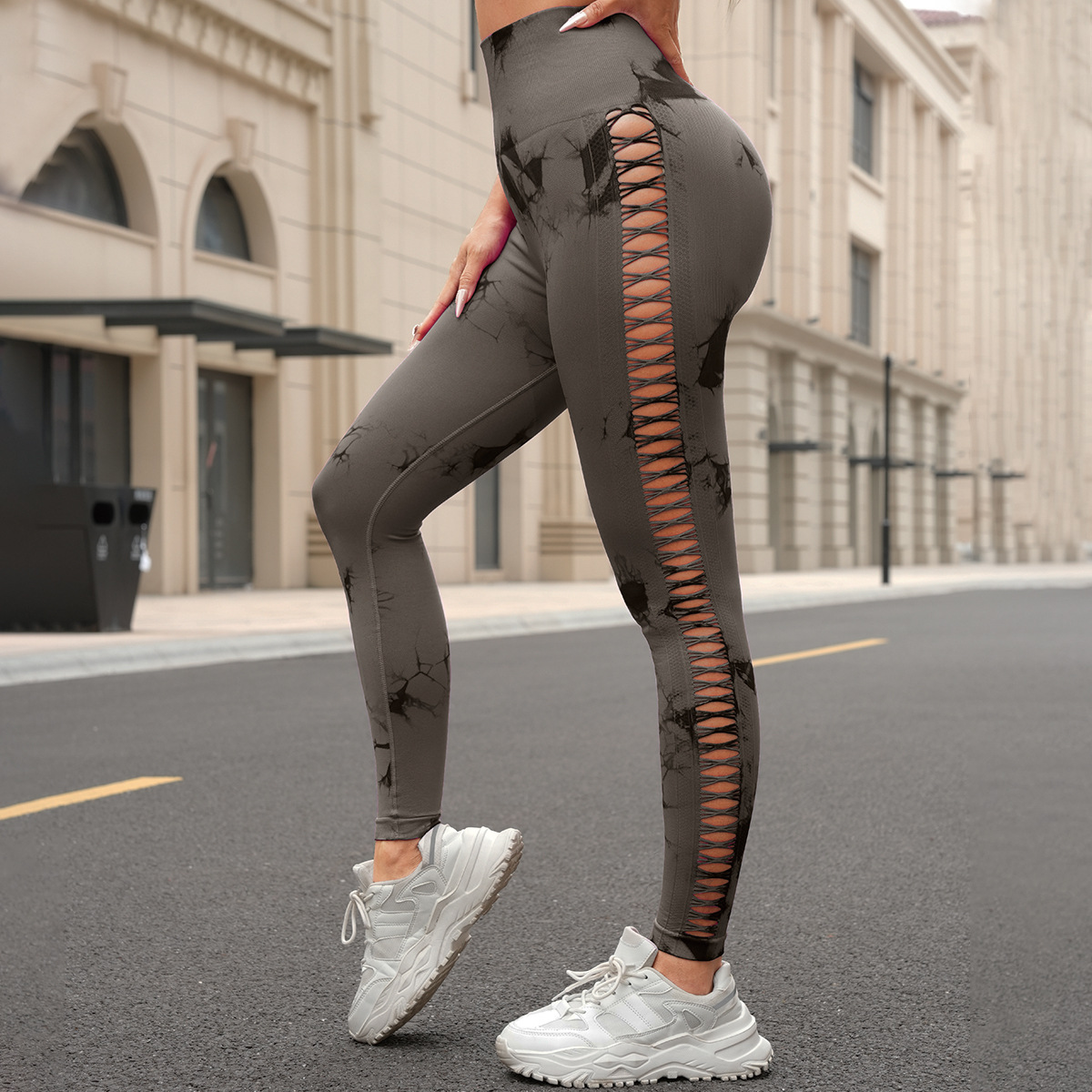 Seamless Tie-Dye Mesh Athletic Leggings MML007 - Image 6