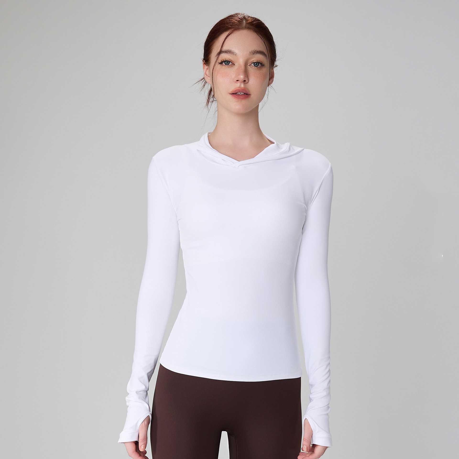 Women's Hooded Long-Sleeve Activewear Top TJX001 - Image 2